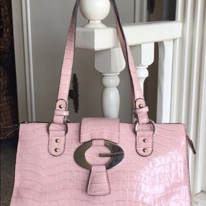 Guess Pink Patent crocodile texture purse